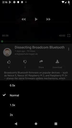 Thorium a PeerTube client